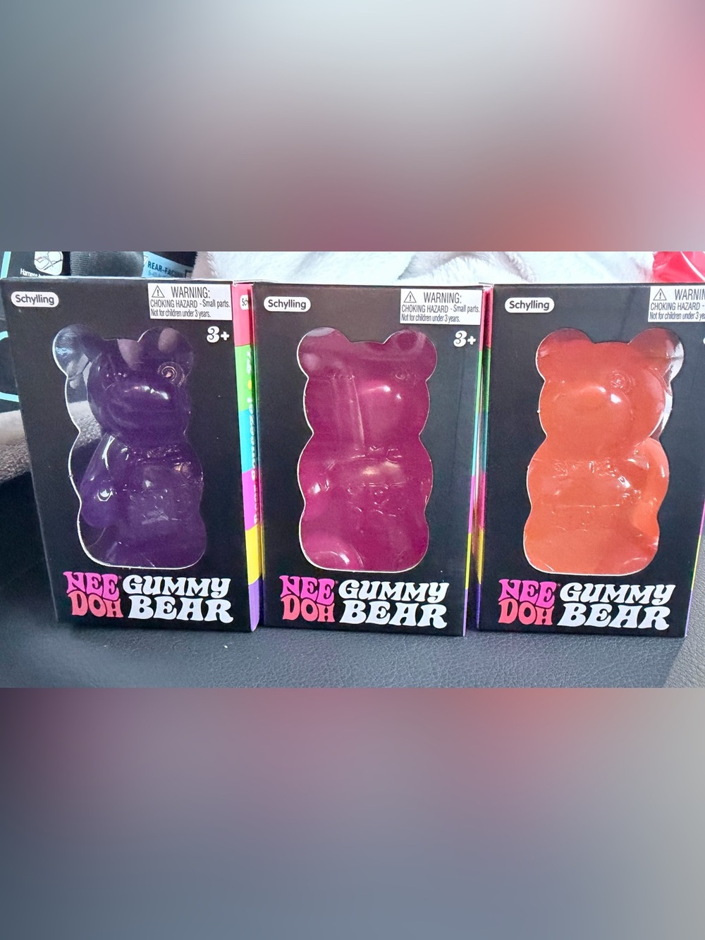 Bundle Nee Doh Gummy Bear Kids Stress Toy - Purple, Pink, Orange